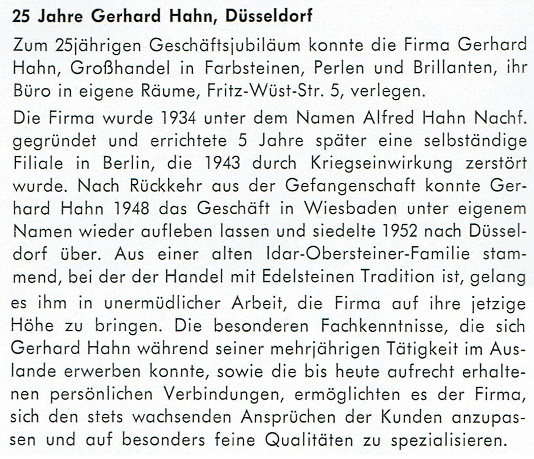 25. Firmenjubiläum der Firma Gerhard Hahn Düsseldorf