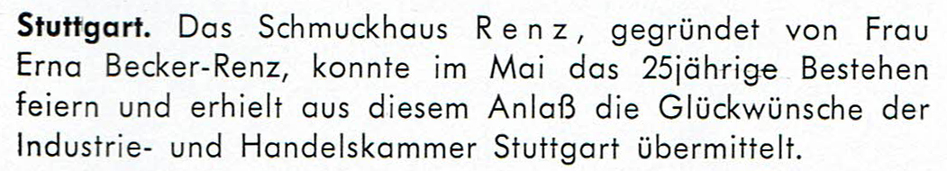 25. Firmenjubiläum der Firma Schmuckhaus Renz Stuttgart